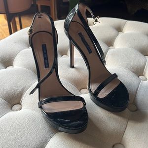 Stuart Weitzman Platform Nudist Disco Black Patent